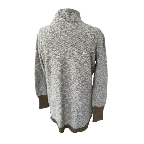 LL Bean Signature Mock Neck Sweater Two Toned Tan Cotton Linen Curved Hem M - Picture 5 of 10